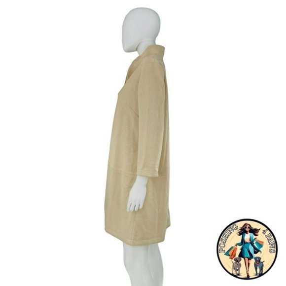 Tuckernuck NEW Bone Ivory Faux Suede Margot Collared 3/4 Sleeve Top Size M - Picture 4 of 10